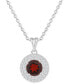 ფოტო #2 პროდუქტის Rhodolite Garnet (1-5/8 ct. t.w.) & White Topaz (3/8 ct. t.w.) Halo 18" Pendant Necklace in Sterling Silver (Also in Citrine, Blue Topaz, Amethyst, & Peridot)