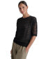 Women's Round-Neck Short-Sleeve Open-Crochet Sweater