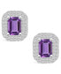 Amethyst (2 ct. t.w.) and Diamond (3/4 ct. t.w.) Halo Stud Earrings in 14K White Gold