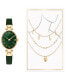 ფოტო #1 პროდუქტის Women's Quartz Green Polyurethane Leather Watch 34mm Gift Set