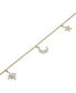 ფოტო #3 პროდუქტის Diamond Moon & Stars Charm Ankle Bracelet (1/10 ct. t.w.) in 10k Gold, Created for Macy's