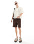 Фото #2 товара ASOS DESIGN smart wide linen blend wide shorts in brown