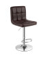 Фото #11 товара Set of 2 Adjustable Bar Stools PU Leather Swivel Kitchen Counter Pub Chair