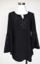 Фото #1 товара JM Collection Women's Lace Trim Bell Sleeve Blouse Black XS