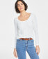 Women's Scoop-Neck Ribbed Long-Sleeve Top, Created for Macy's