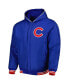 Фото #4 товара Men's Royal Chicago Cubs Reversible Fleece Full-Snap Hoodie Jacket