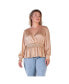 ფოტო #1 პროდუქტის Plus Size Satin V-Neck Long Sleeves Blouse