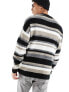 ASOS DESIGN knitted oversized textured stripe jumper in monochrome