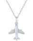 Фото #1 товара Diamond Accent Airplane Pendant Necklace in Sterling Silver, 16" + 2" extender