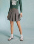 Фото #8 товара Miss Selfridge wrap over buckle pleated skirt in grey