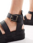 Truffle Collection wide fit wide strap sandal in black