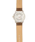 ფოტო #4 პროდუქტის Men's Watch, 48MM Silver Colored Case with Black Printed Arabic Numerals on Outer Steel Bezel, Brown Dial with Dual Crescent Windows, Date Window , Brown Strap with White Accent Stitch Analog