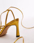 Topshop Faye strappy high heeled sandals in gold Золотистый, 37 - фото #4