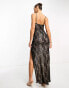 Фото #6 товара ASOS DESIGN lace sheer maxi dress with high split in black