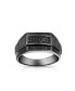 ფოტო #5 პროდუქტის Men's Geometric Micro Rectangle Black CZ Cubic Zirconia Statement Ring For Men .925 Sterling Silver Signet Championship Ring