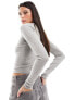 Фото #5 товара Hollister scoop neck long sleeve top in grey