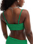 Фото #3 товара Miss Selfridge bralet crinkle bikini top in bright green