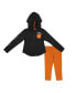 Фото #2 товара Спортивный костюм Colosseum для девочек Черно-Оранжевый, Texas Longhorns Набор с длинным рукавом, с худи и леггинсы