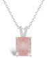ფოტო #1 პროდუქტის Women's Rose Quartz (3-1/6 ct.t.w.) and Diamond Accent Pendant Necklace in Sterling Silver