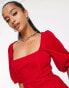 Фото #6 товара ASOS DESIGN Petite cord corset mini dress in red