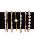 Cultured Freshwater Pearl (4-1/2 - 5mm) & Polished Bead Station Stretch Bracelet in 18k Gold-Plated Sterling Silver