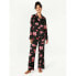 Фото #2 товара Joyspun Notch Collar Top Women's XL Black Soot Floral Stretch Velour Pajama Set