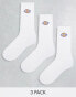 Фото #1 товара Dickies valley grove 3 pack crew socks in white multipack