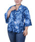 ფოტო #1 პროდუქტის Plus Size Pleat Front Y-Neck Top