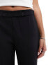 Mango slim button waist trouser in black