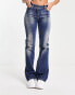 Фото #8 товара COLLUSION x008 rigid flare jeans in dark y2k wash