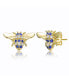 ფოტო #1 პროდუქტის Sterling Silver Mini 14k Yellow Gold Plated with Cubic Zirconia Pave Wasp Stud Earrings