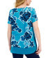 Women's Printed Short Sleeve Scoop Neck Twofer Top, Created for Macy's