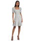 Фото #1 товара Women's Puff-Sleeve Tweed A-Line Dress