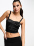 Фото #5 товара Miss Selfridge satin corset bralet in black