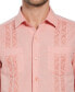 Фото #3 товара Men's Embroidered-Panel Linen Blend Guayabera Shirt