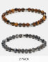 ASOS DESIGN 2 pack semi-precious beaded bracelet set