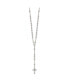 ფოტო #2 პროდუქტის Sterling Silver Rhodium-plated Beaded Rosary Pendant Necklace 25"