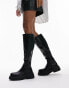 Фото #1 товара Topshop Rolo knee high textured sole boot in black