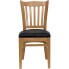 Фото #3 товара Hercules Series Vertical Slat Back Natural Wood Restaurant Chair - Black Vinyl Seat