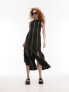 Topshop contrast stitch sleeveless midi dress with splits in black