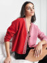 Фото #1 товара Whistles cropped wool cardigan in pink and red contrast