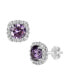 ფოტო #5 პროდუქტის Multi Colored Cubic Zirconia Cushion Shape Stud Earring in Sterling Silver