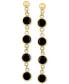 ფოტო #3 პროდუქტის EFFY® Onyx Bezel Linear Chain Drop Earrings in 14k Gold