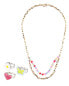 4-Piece Rainbow Necklace & Icon Rings Set One Size