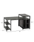 Фото #3 товара Computer Table with Shelves Home Office Desk Adjustable Feet, Wood Grain