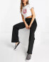 Only elasticated waist wide leg trousers in black