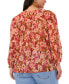 Women's Plus Size Floral-Print Shirred-Shoulder Button-Front V-Neck Blouse