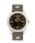 ფოტო #1 პროდუქტის Men's Watch, 57MM Silver Colored Case with Black Dial, Black Arabic Numerals with White Hands, Green Nylon Strap with Rivets, White Second Hand