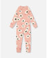 Baby Girls Baby One Piece Thermal Underwear Pink Printed Off White Flowers