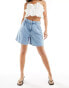 River Island clean mid length denim short in mid blue Голубой, 40 - фото #1